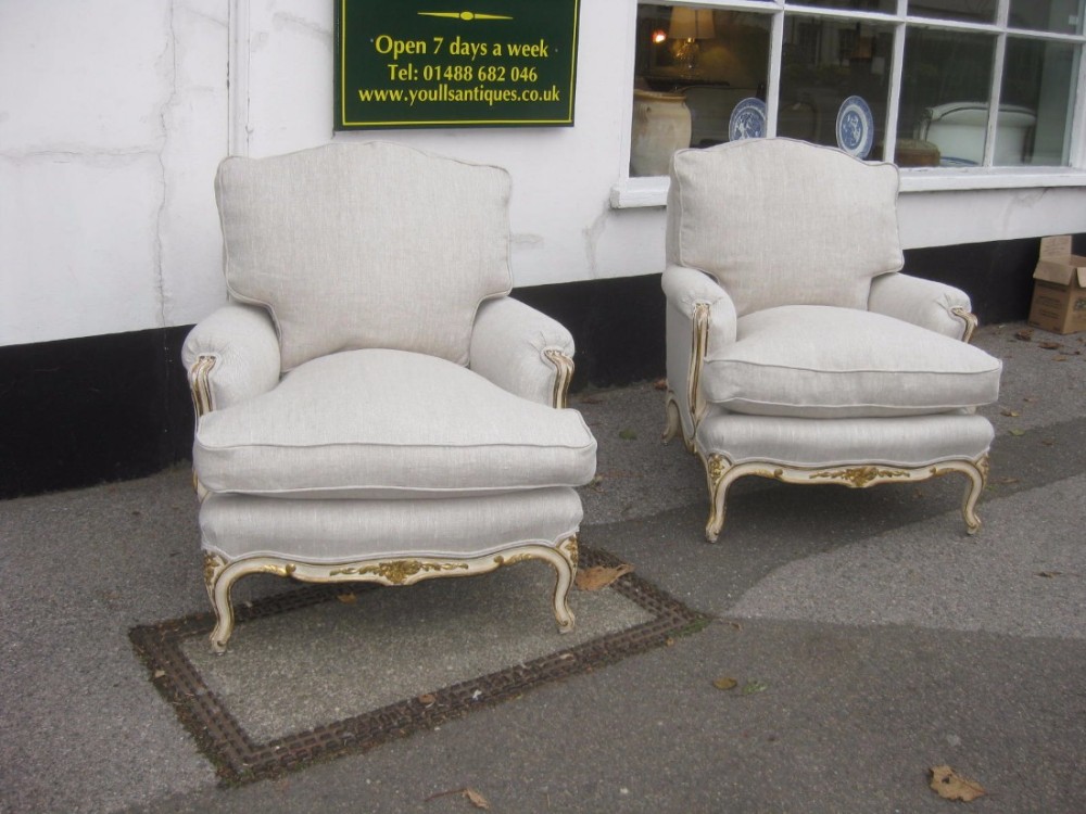 Pair French large very comfortable Armchairs