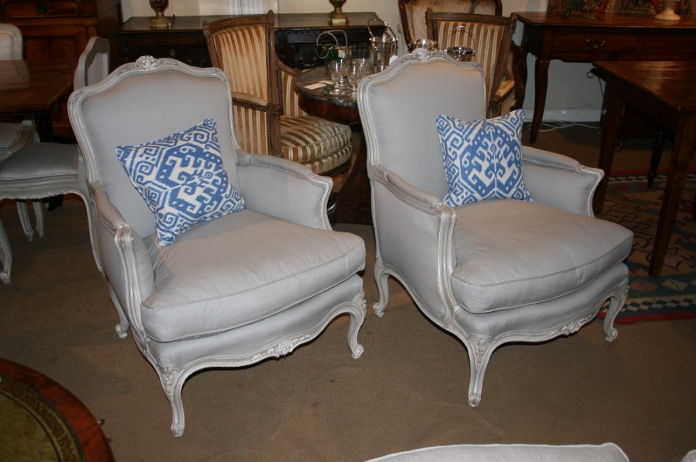 large pair french armchairs 