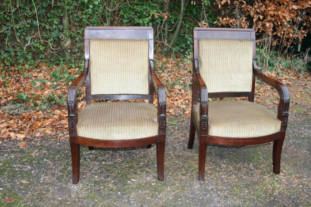 pair restauration period armchairs