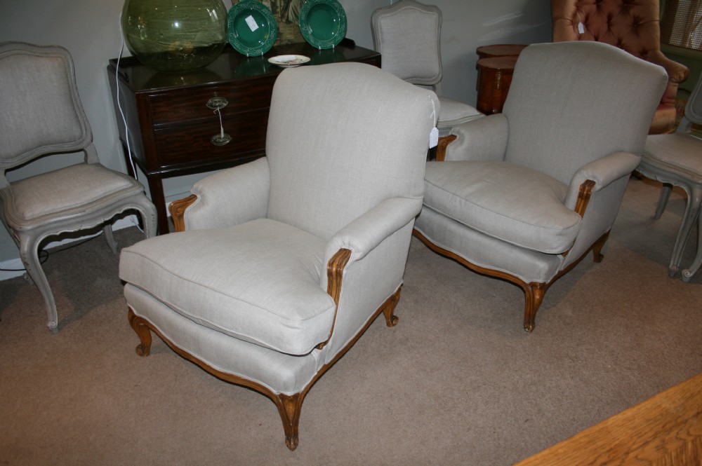 Pair French Louis XV style armchairs