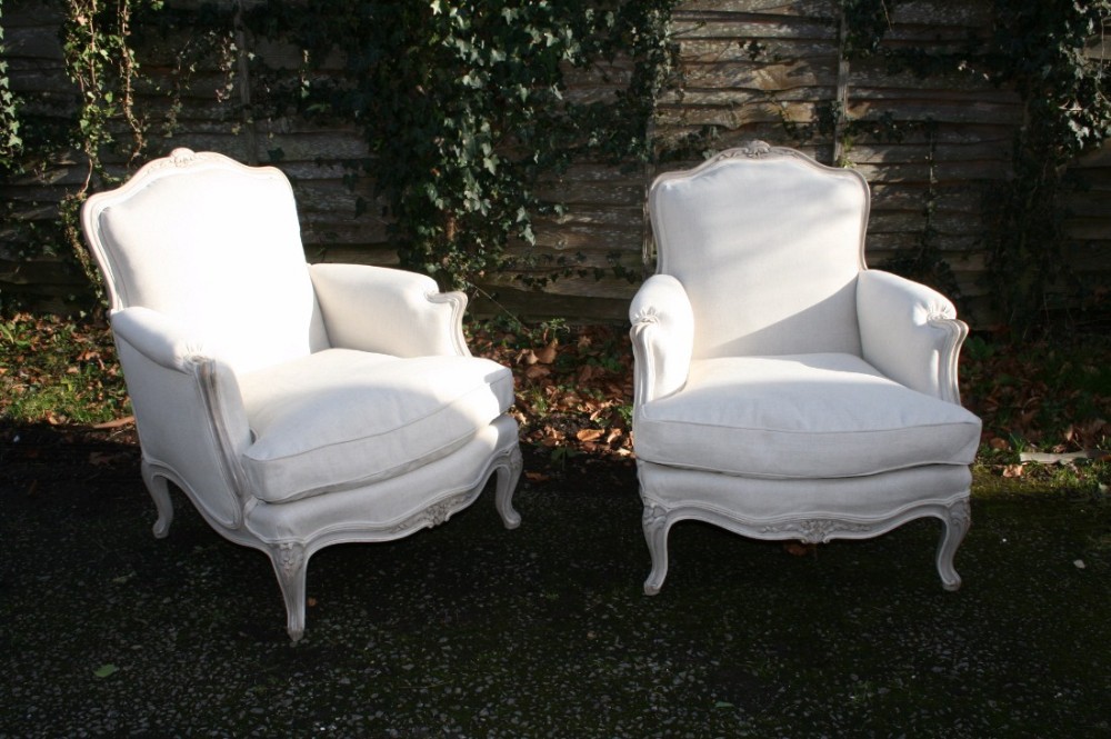 pair of french louis 15 style armchairs 