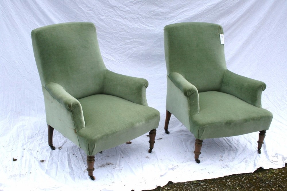 pair french armchairs