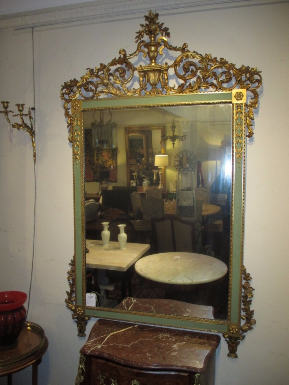 Large painted and gilt mirror