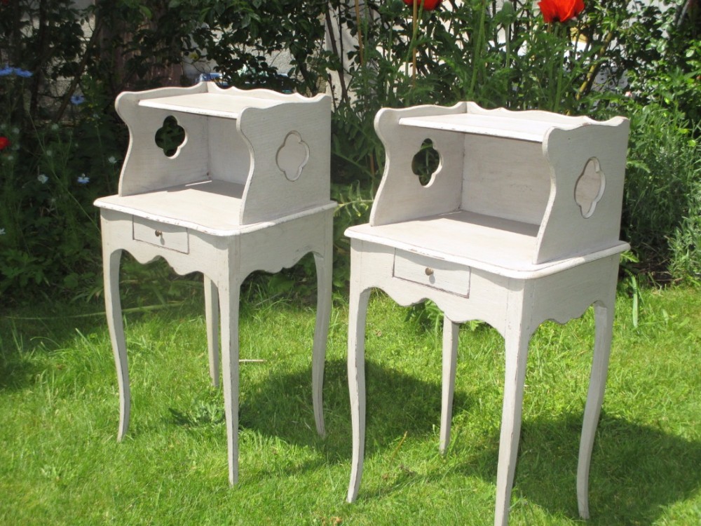 Pair of French painted Bedside tables