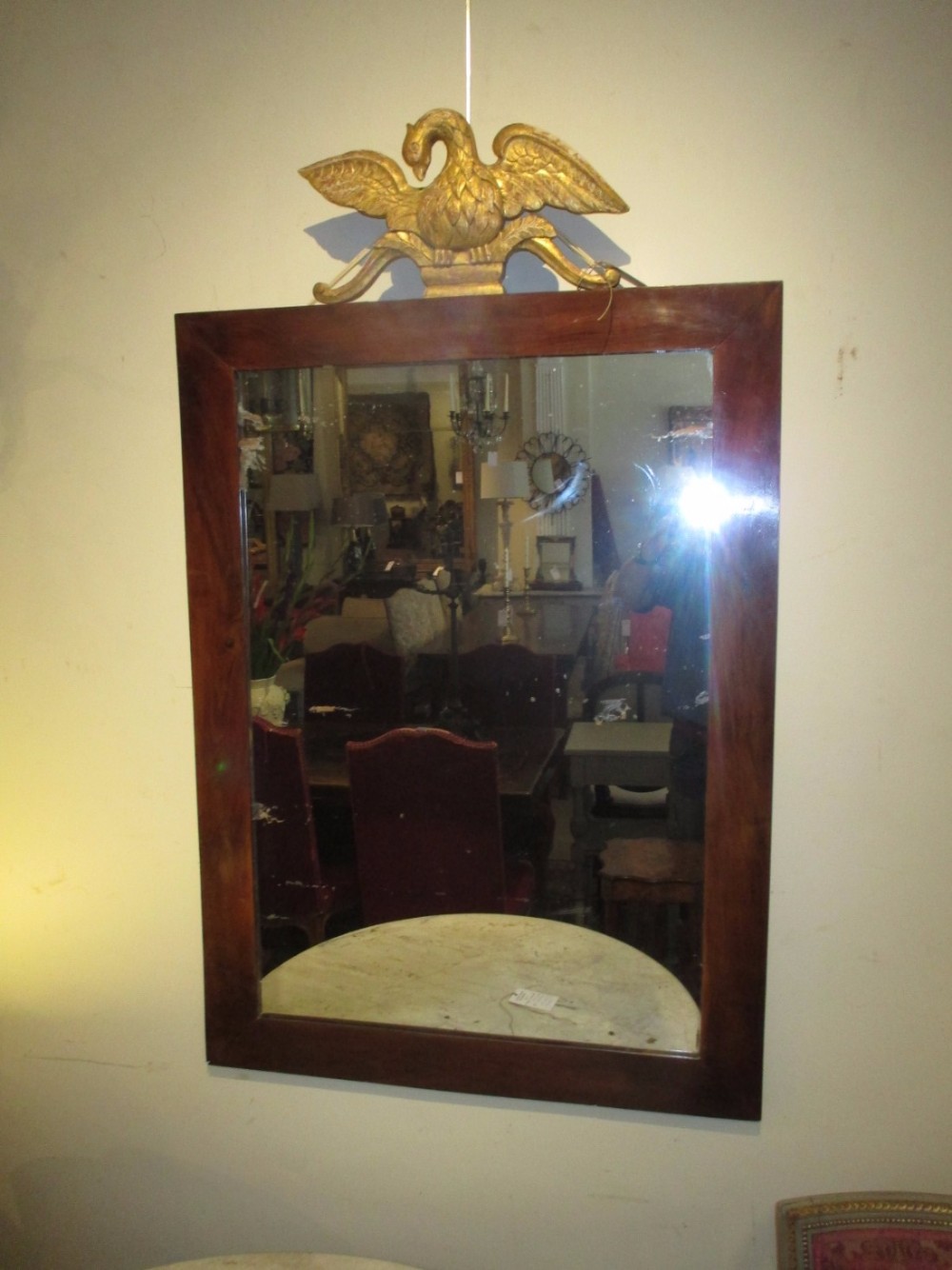 French antique mirror with gilded bird