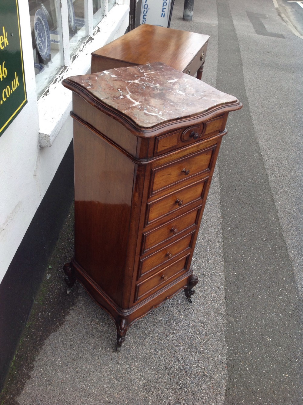 French walnut bedside cupboard. View II