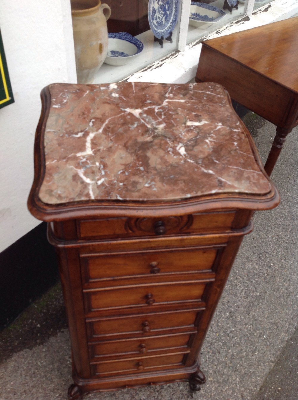 French walnut bedside cupboard. View III