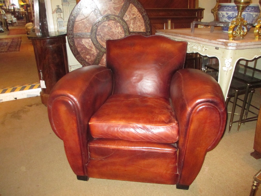 Leather Moustache back club chair