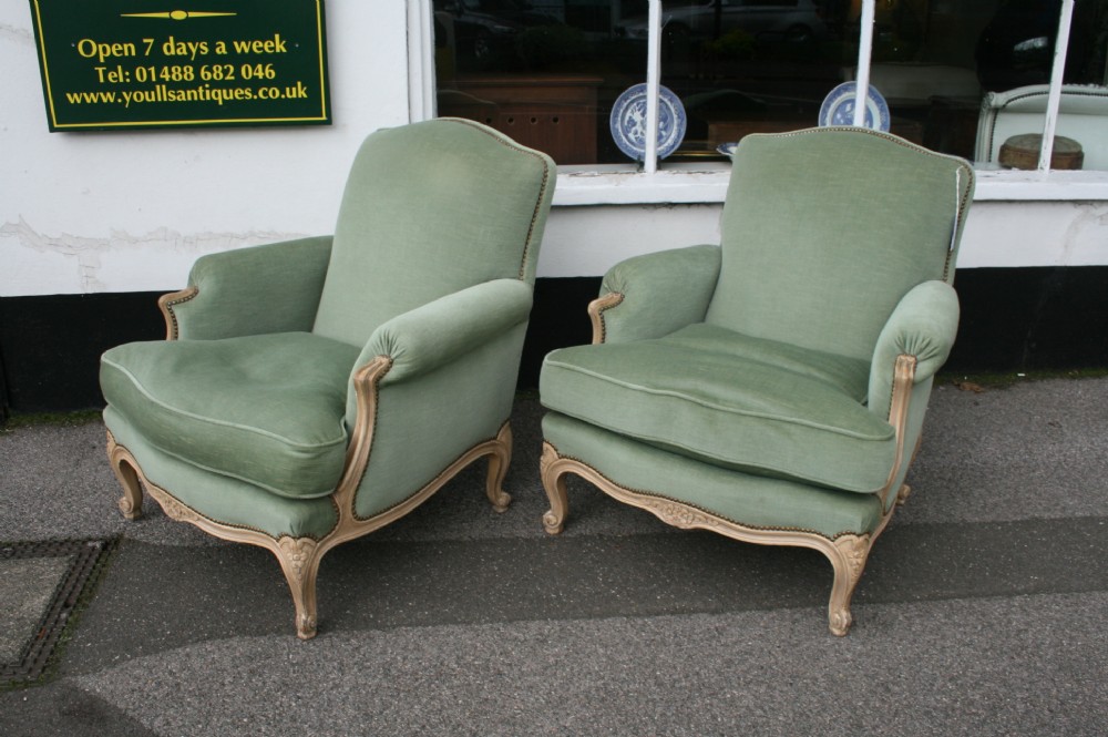 large very comfortable pair french Louis chairs 