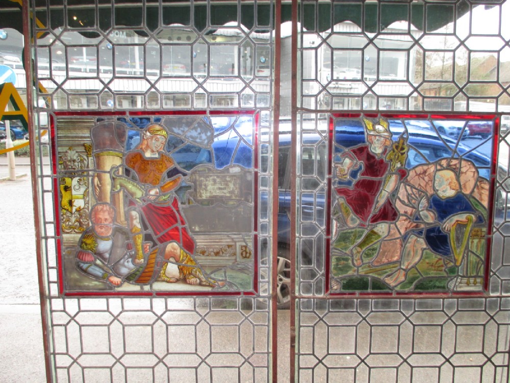 Two Large stained glass and leaded windws