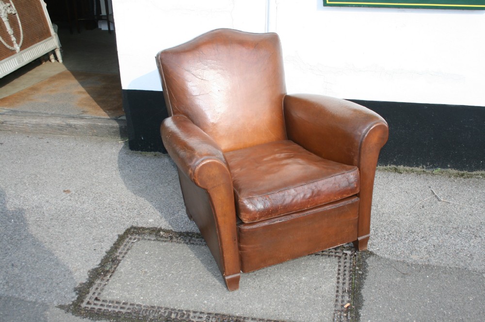 deco leather club chair 