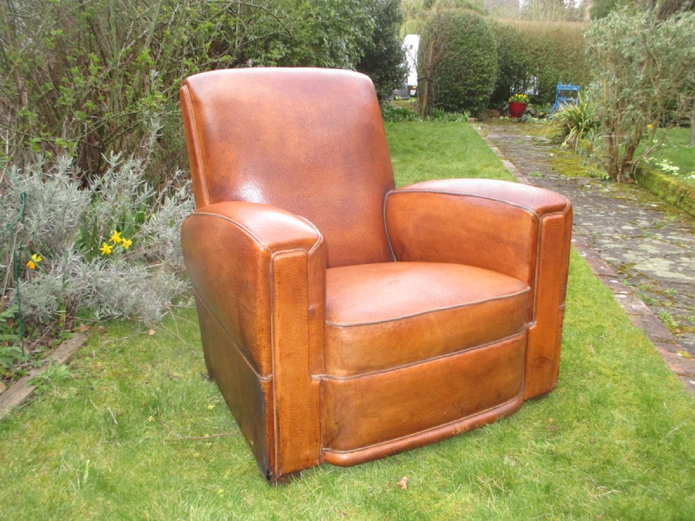 A 1930's Deco leather club chair