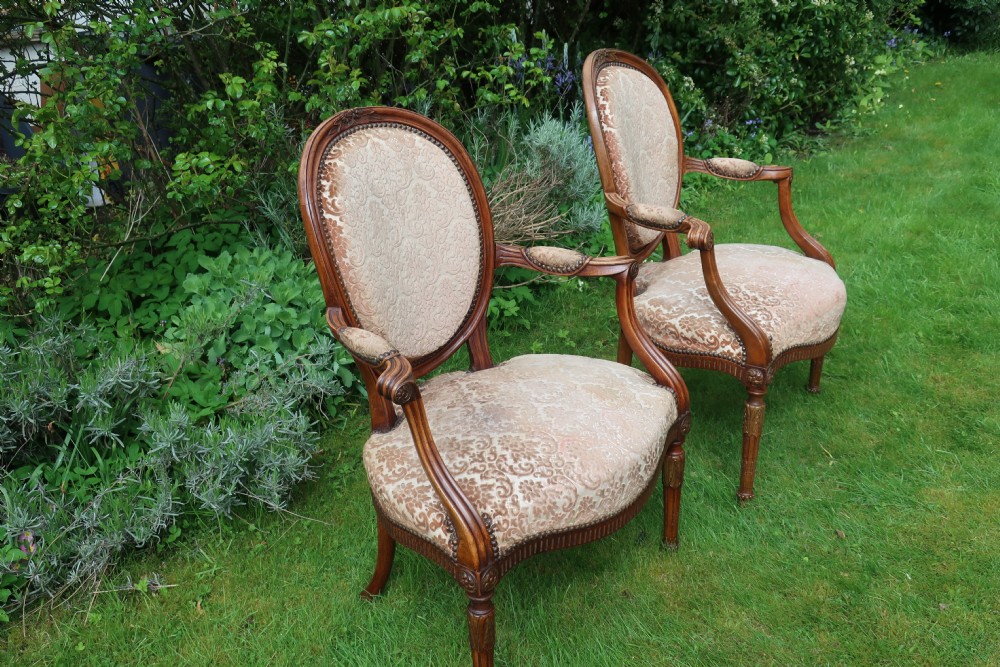 Pair of antique walnut armchairs View III