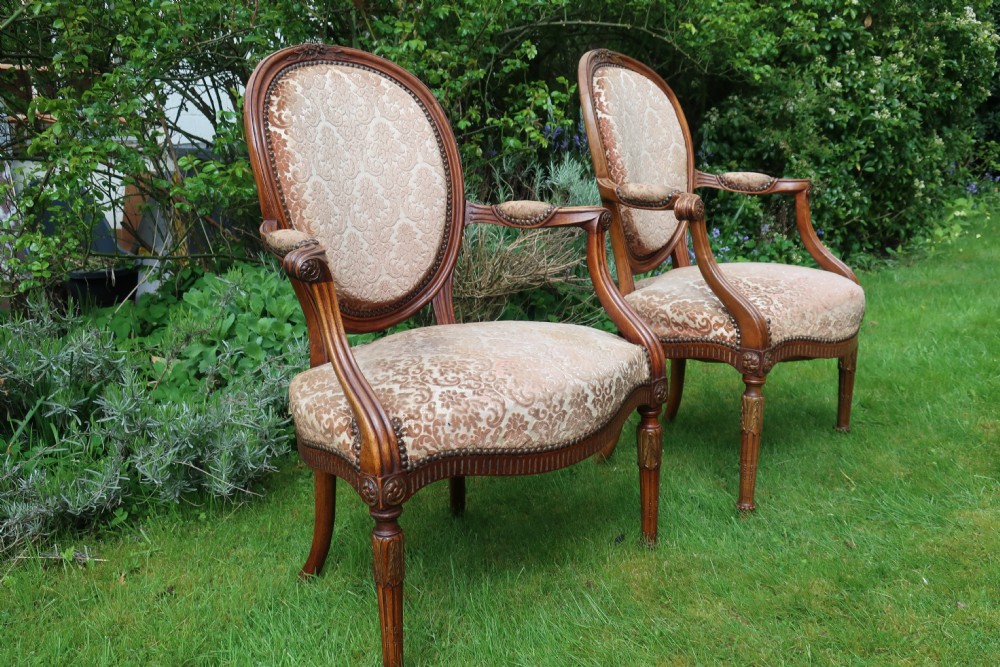 Pair of antique walnut armchairs View IV