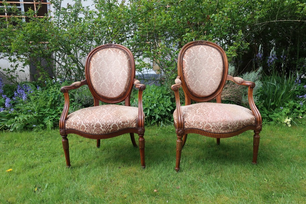 Pair of antique walnut armchairs View V