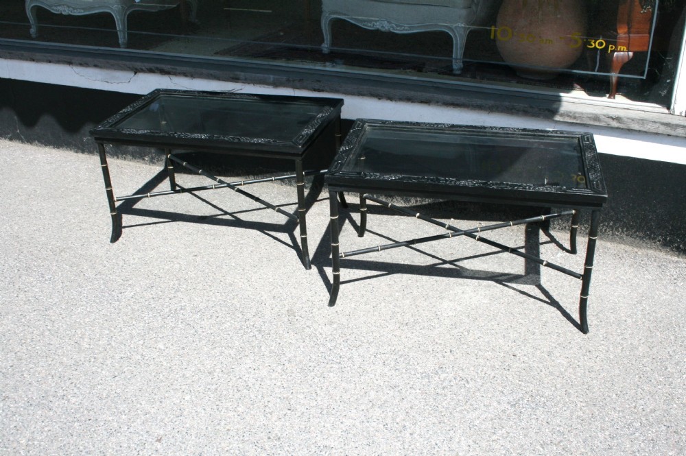 pair ebonised coffee tables