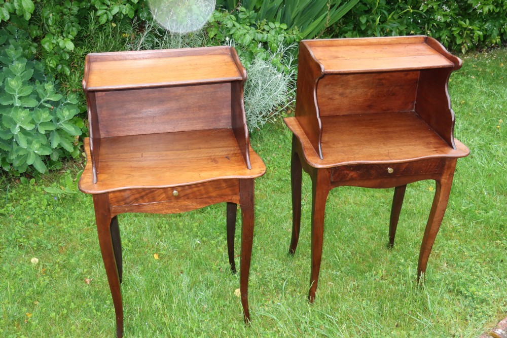 Pair of French walnut bedside tables View II