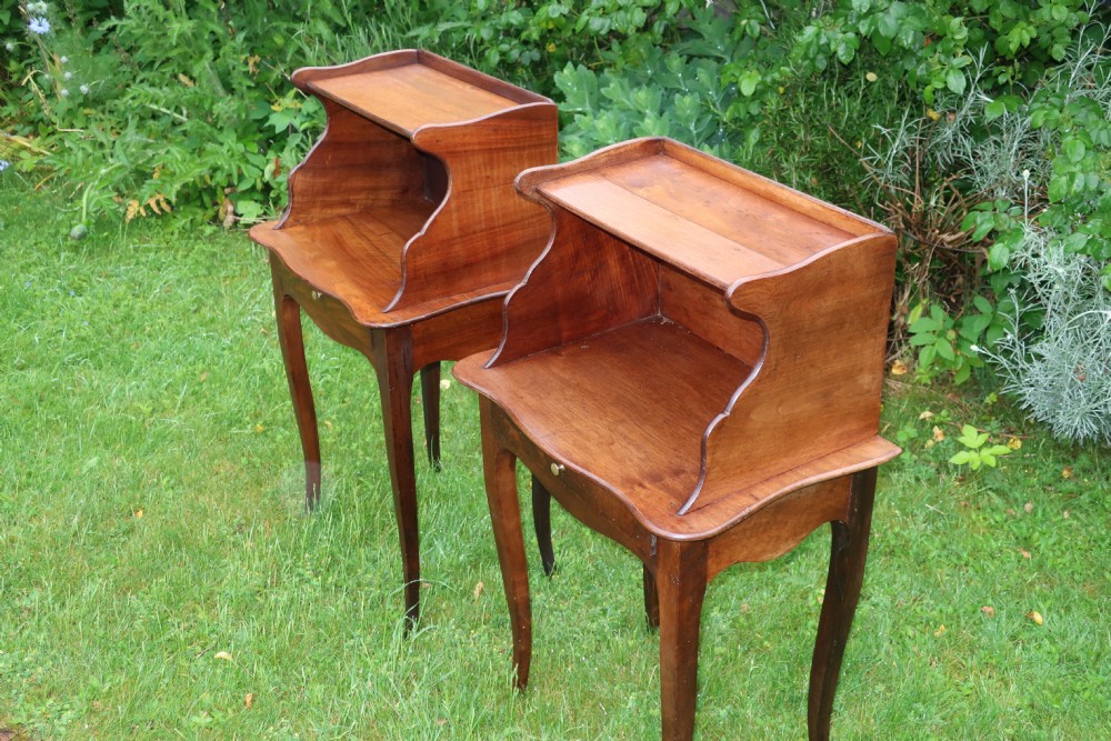 Pair of French walnut bedside tables View IV