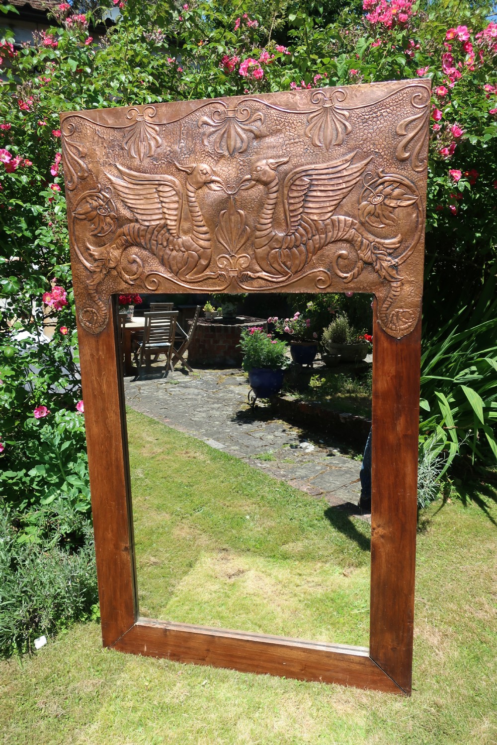 Large Arts and Crafts Copper Mirror