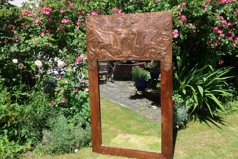 Large Arts and Crafts Copper Mirror View VI