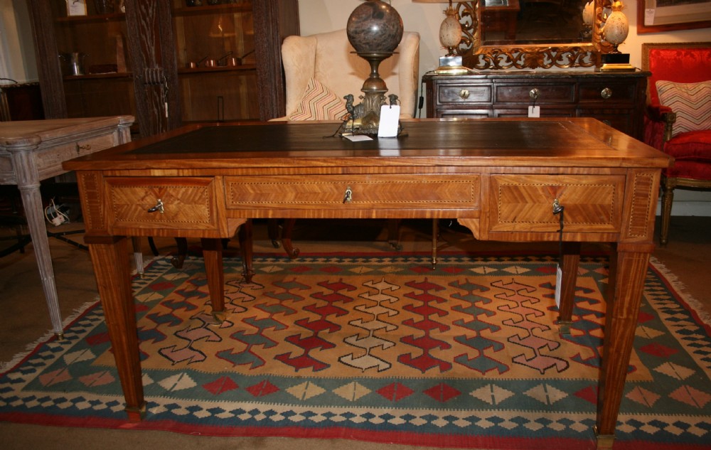 french king wood bureau plat writing table  View II