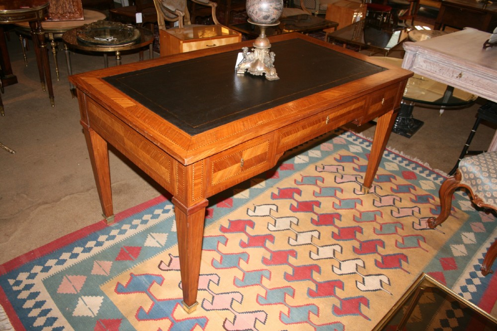 french king wood bureau plat writing table  View III