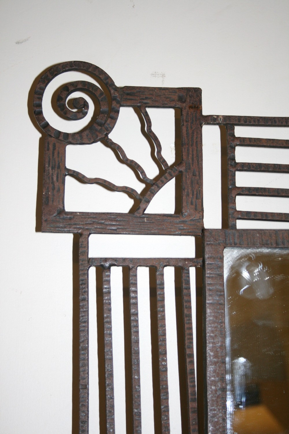 art deco wrought iron mirror  View II