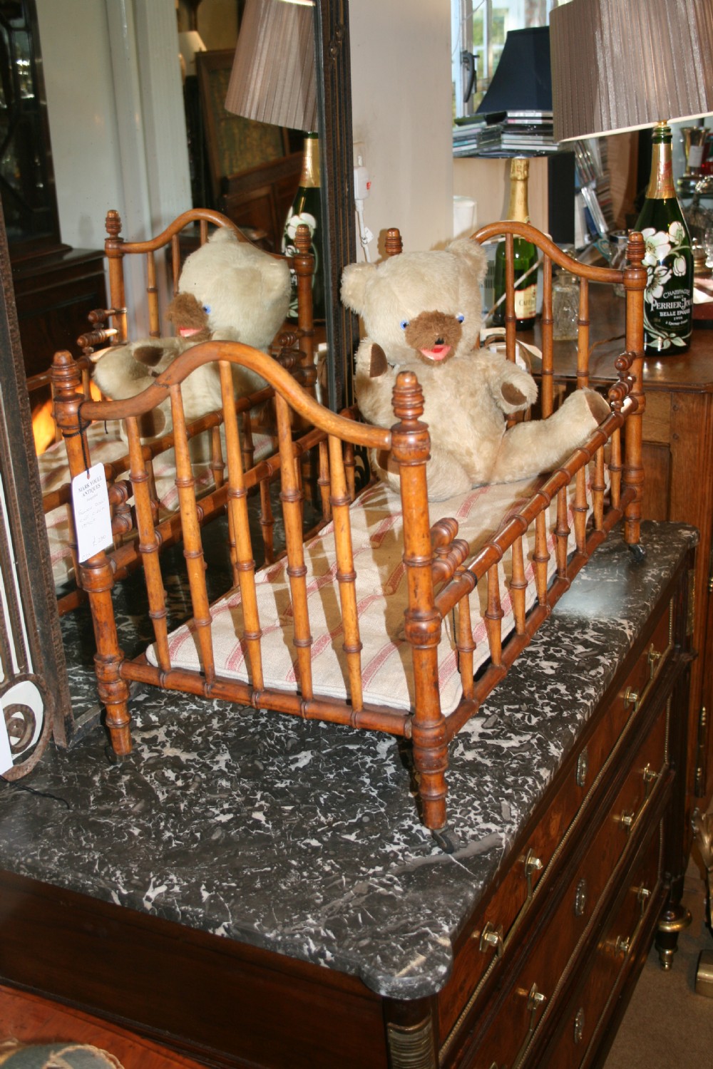 childs dolls bed in faux bamboo  View II