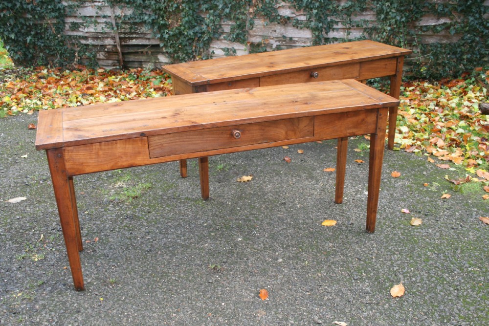 pair of cherry wood serving tables 