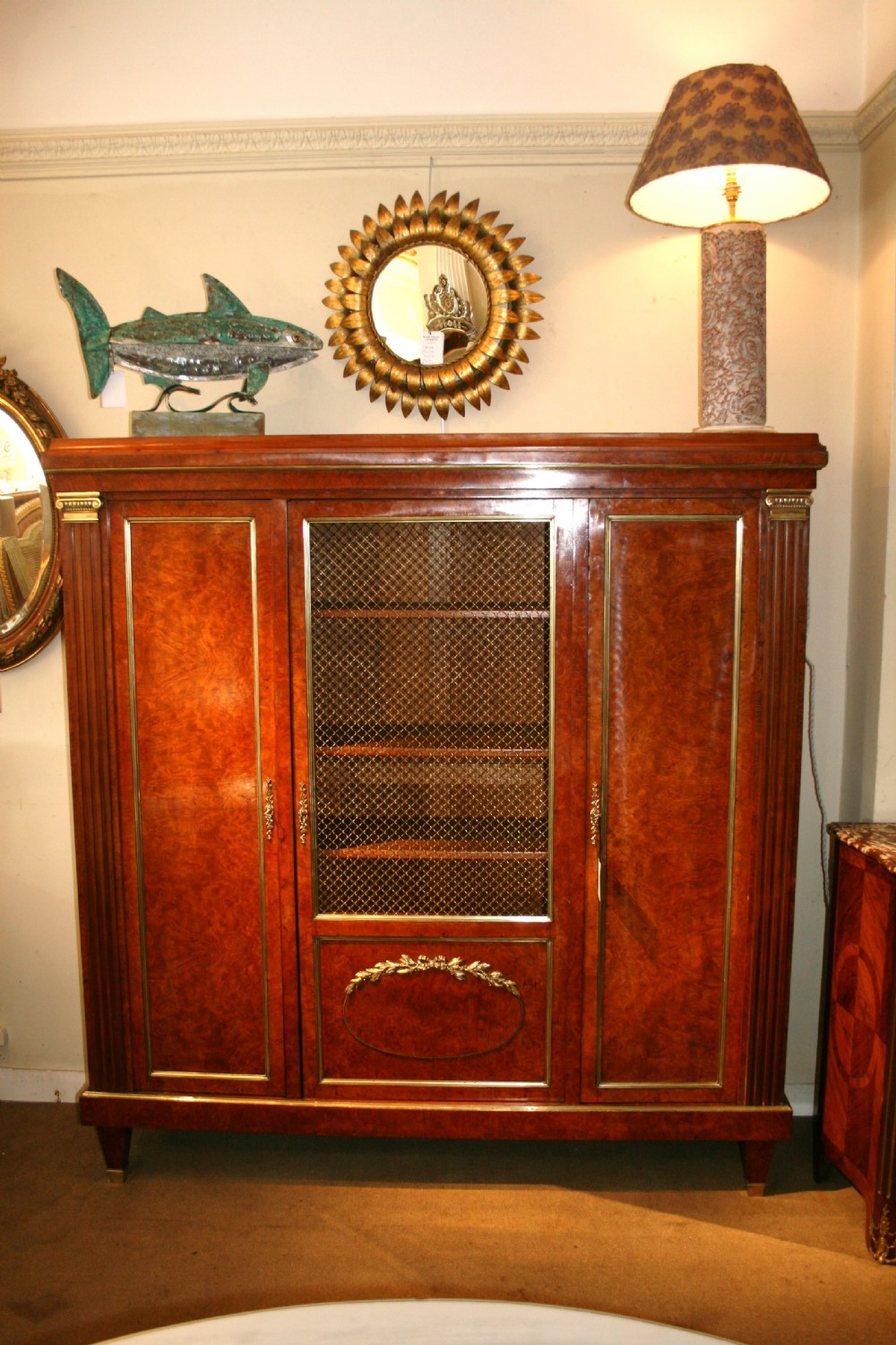 good quality walnut french bookcase 