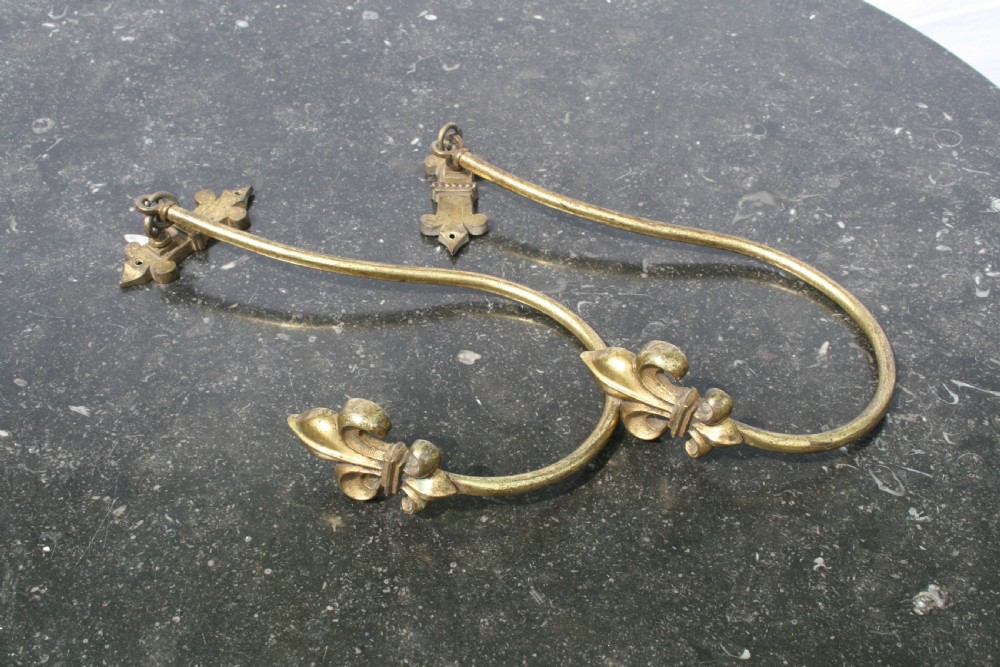 pair french brass curtain tie backs 
