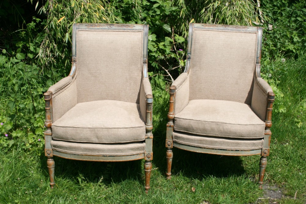 pair of directoire style armchairs 