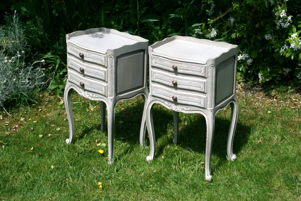 pair pretty painted bedside tables 