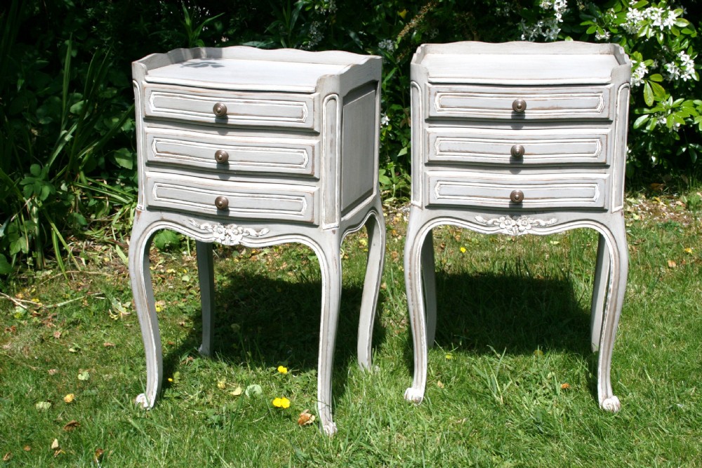 pair pretty painted bedside tables  View II