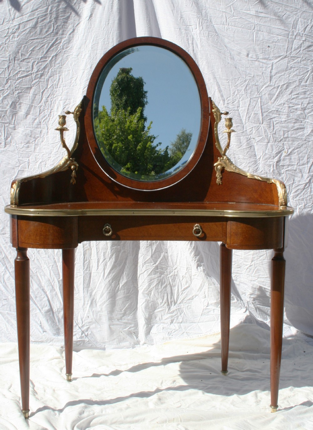 superb french dressing table in amboyna burr wood 