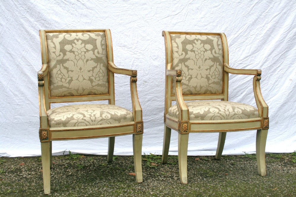 pair of period Italian open armchairs 
