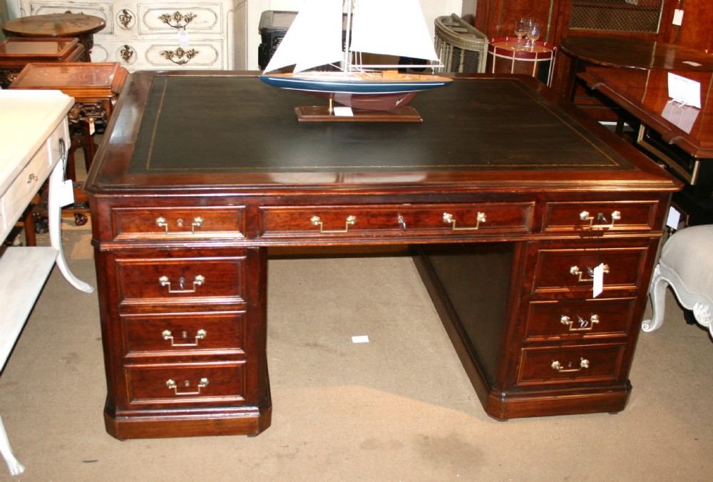 french large partners desk in mahogany 