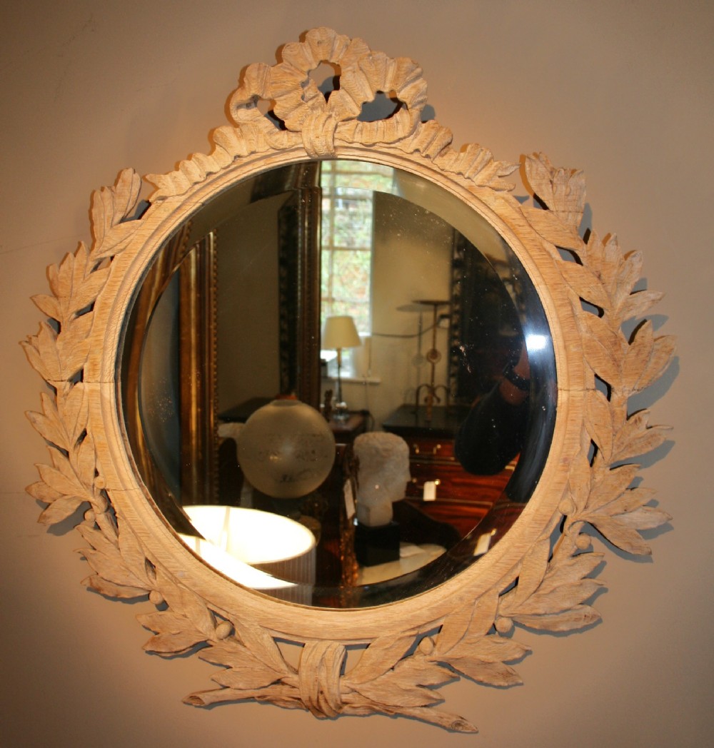 solid oak carved bleached mirror 