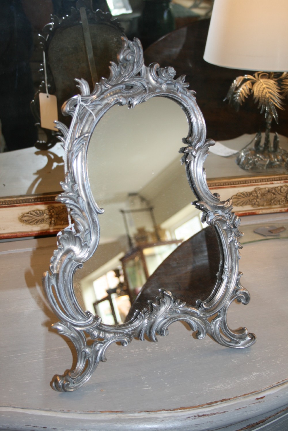 french silver plate table mirror 
