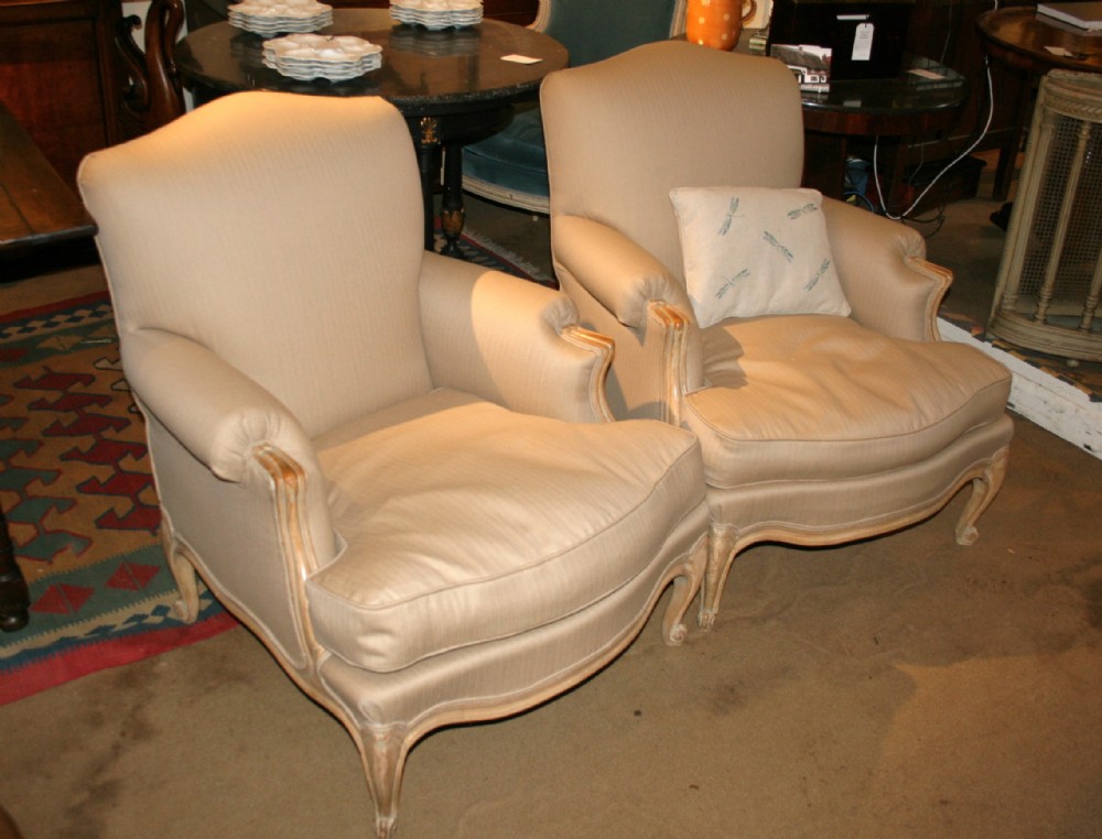 very comfortable pair french louis style armchairs 