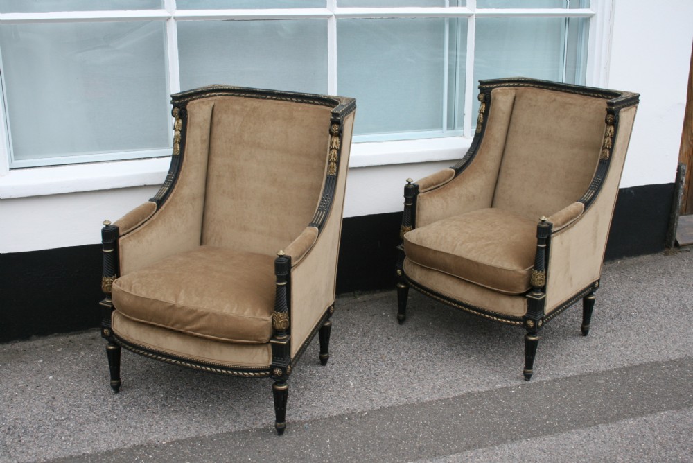 pair of french bergere armchairs 