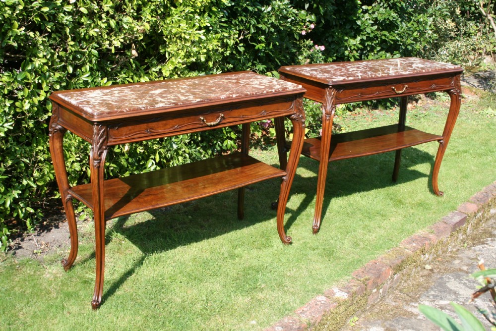 rare pair french console tables  View II