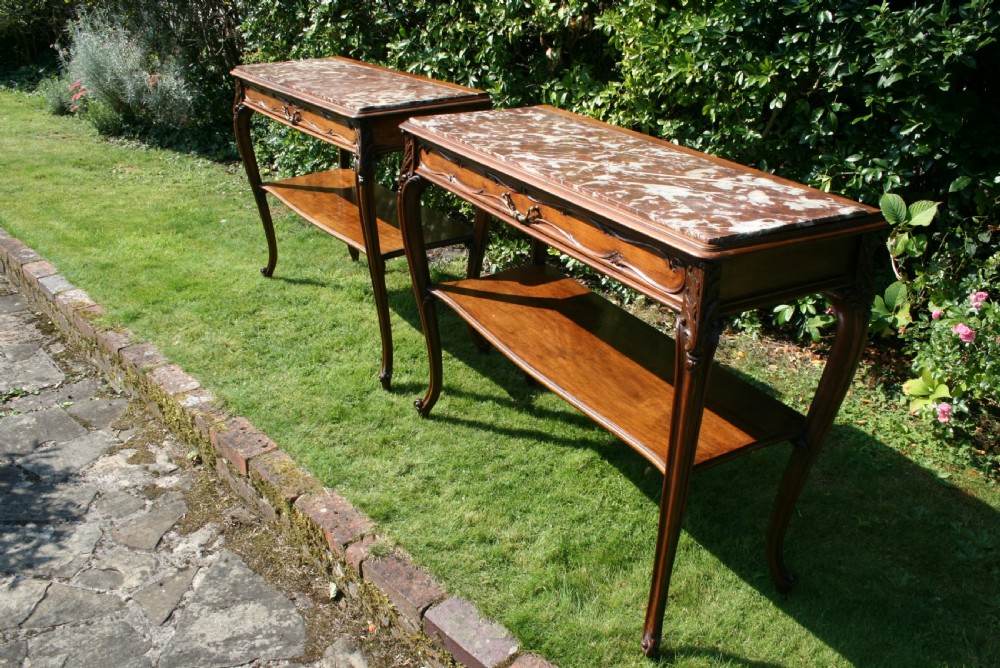 rare pair french console tables  View VI
