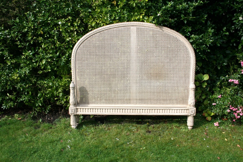 French King Size Painted Cane Bed