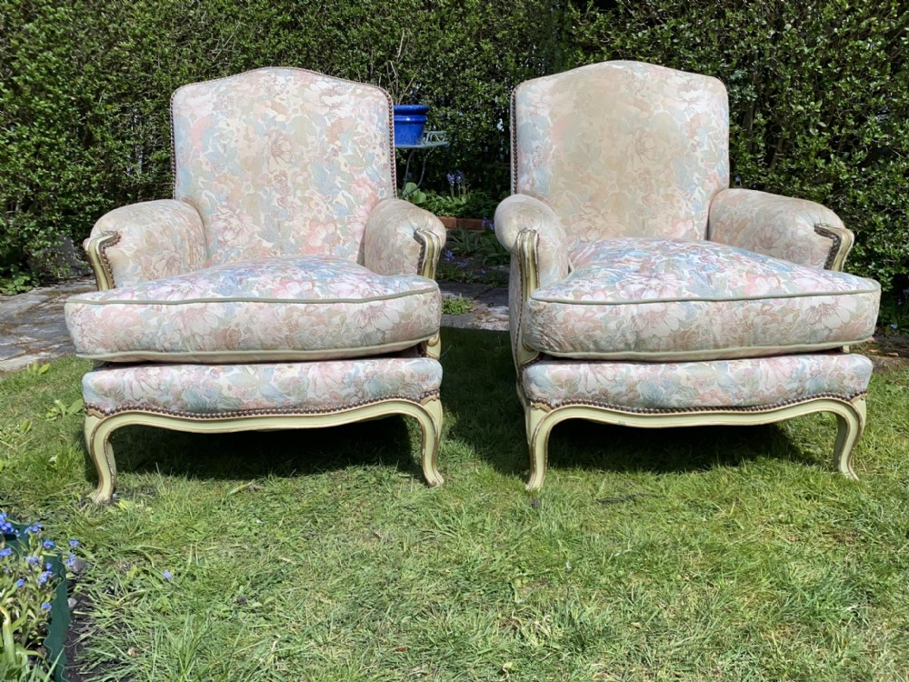 Pair of French Bergere armchairs 