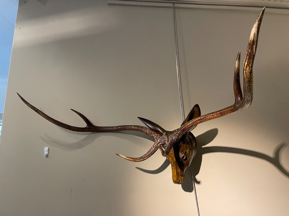 Carved deer head 