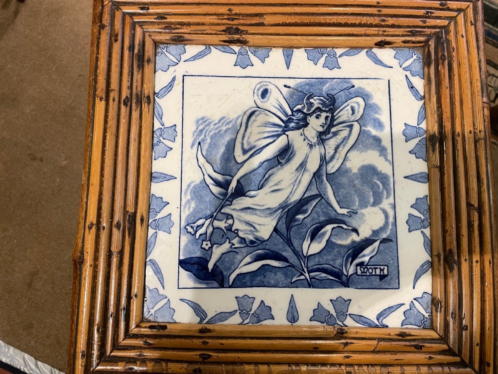 Pair of bamboo and Wedgwood side tables  View III