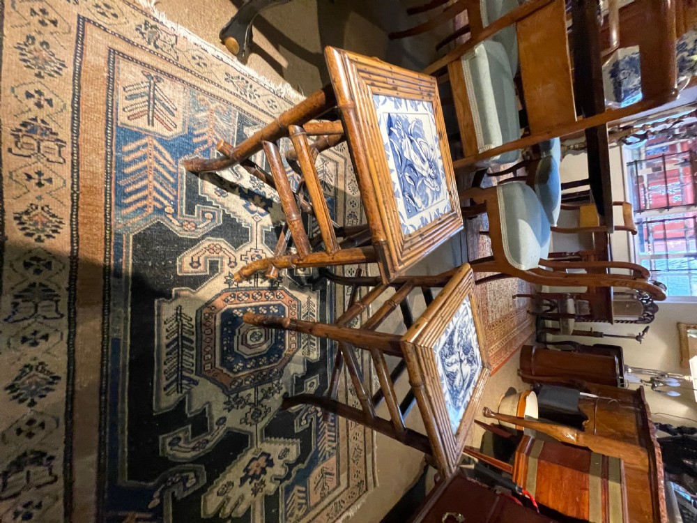 Pair of bamboo and Wedgwood side tables  View IV