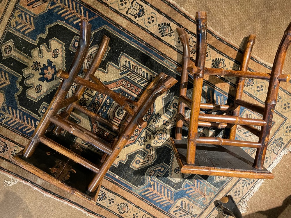 Pair of bamboo and Wedgwood side tables  View VI