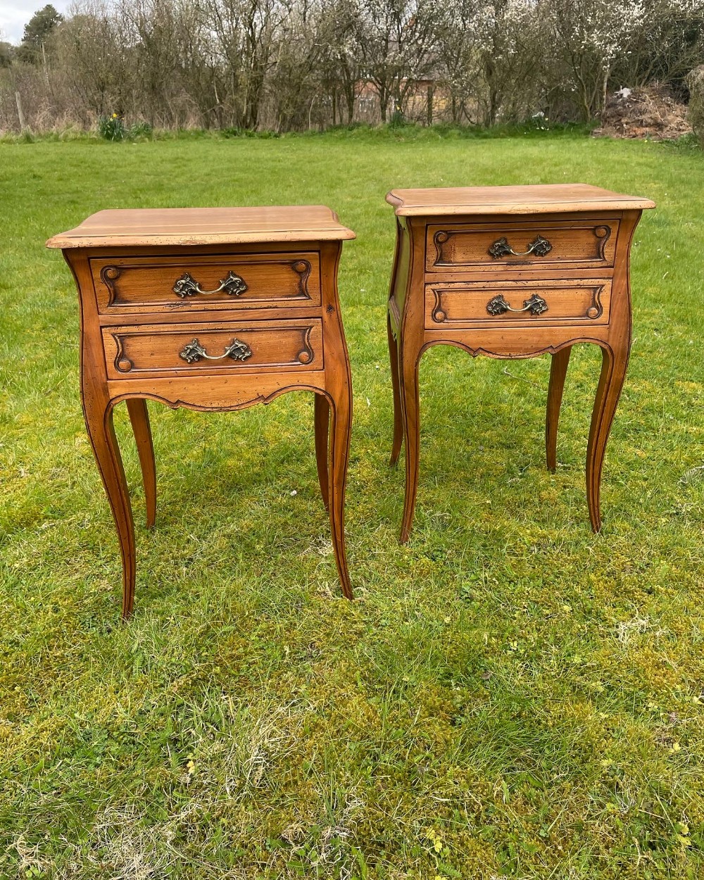 Pair of fruitwood french bedsides